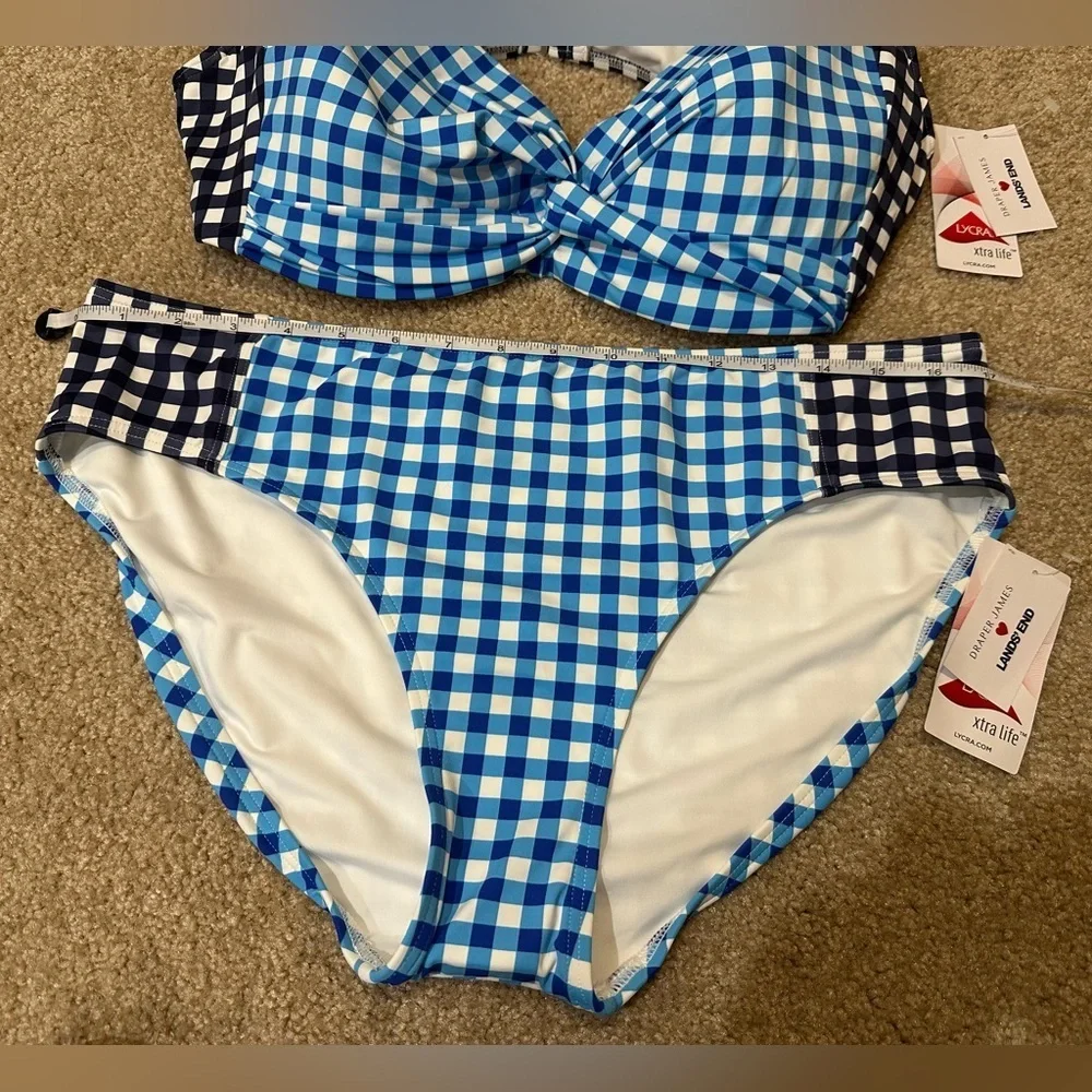 NWT Draper James x Lands' End Blue Gingham Swim Set Size 14 - Picture 6 of 13